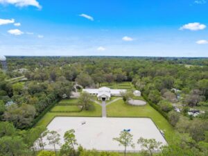 Aerial view of a Wellington, Florida horse farm property