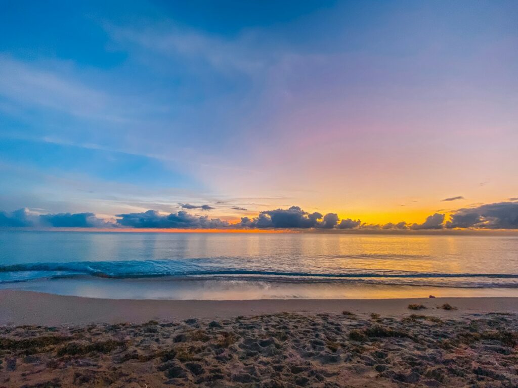 Oceanfront water and sky at sunset near Manalapan, Florida