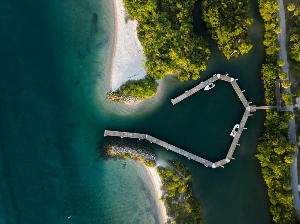 Aerial view of the Palm Beach Florida coastline and intracoastal waterway