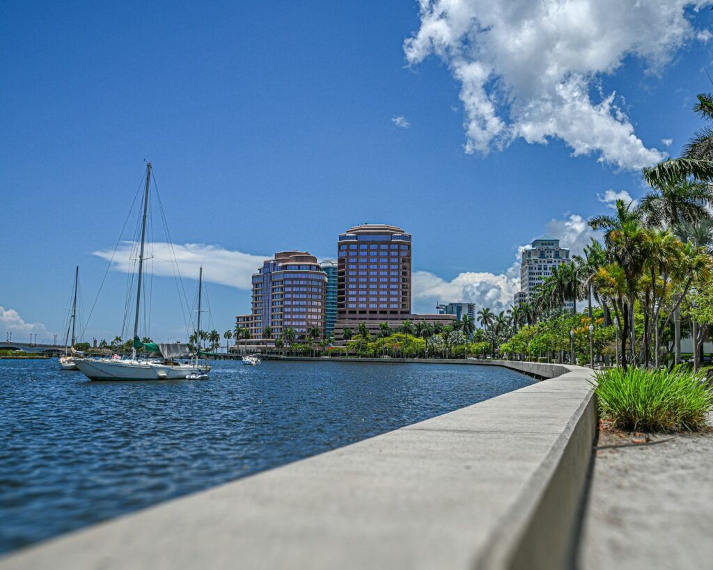 Boats along the intracoastal waterway near Palm Beach, Florida